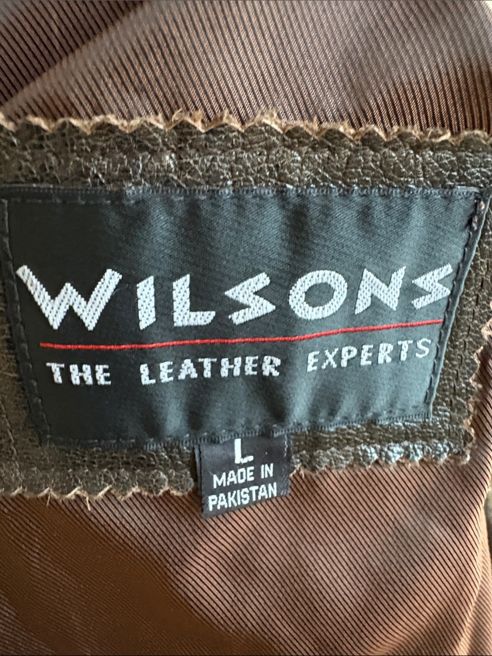 Vintage Wilson’s Leather Dark Brown Distressed Look Leather Belted Jacket - Picture 5 of 8